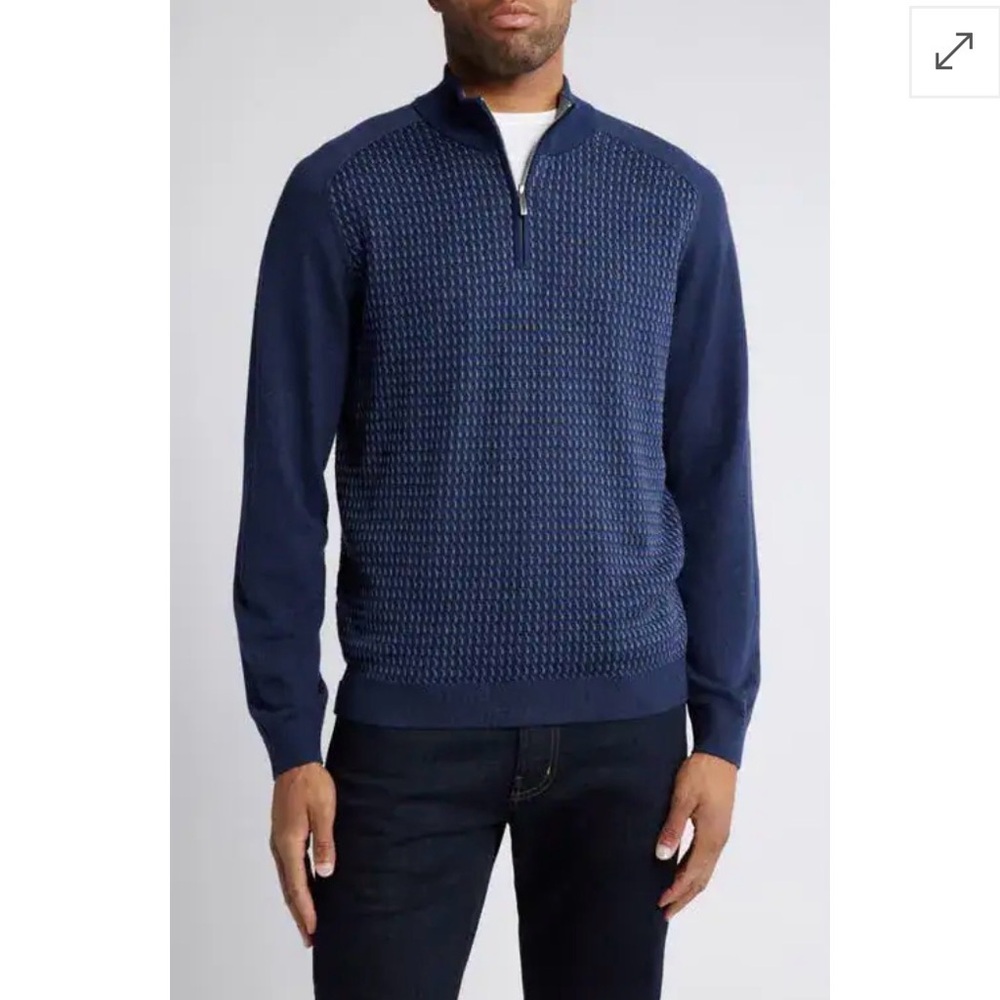 Tommy Bahama Coastal Shores Dark Blue Quarter Zip-Up Sweater